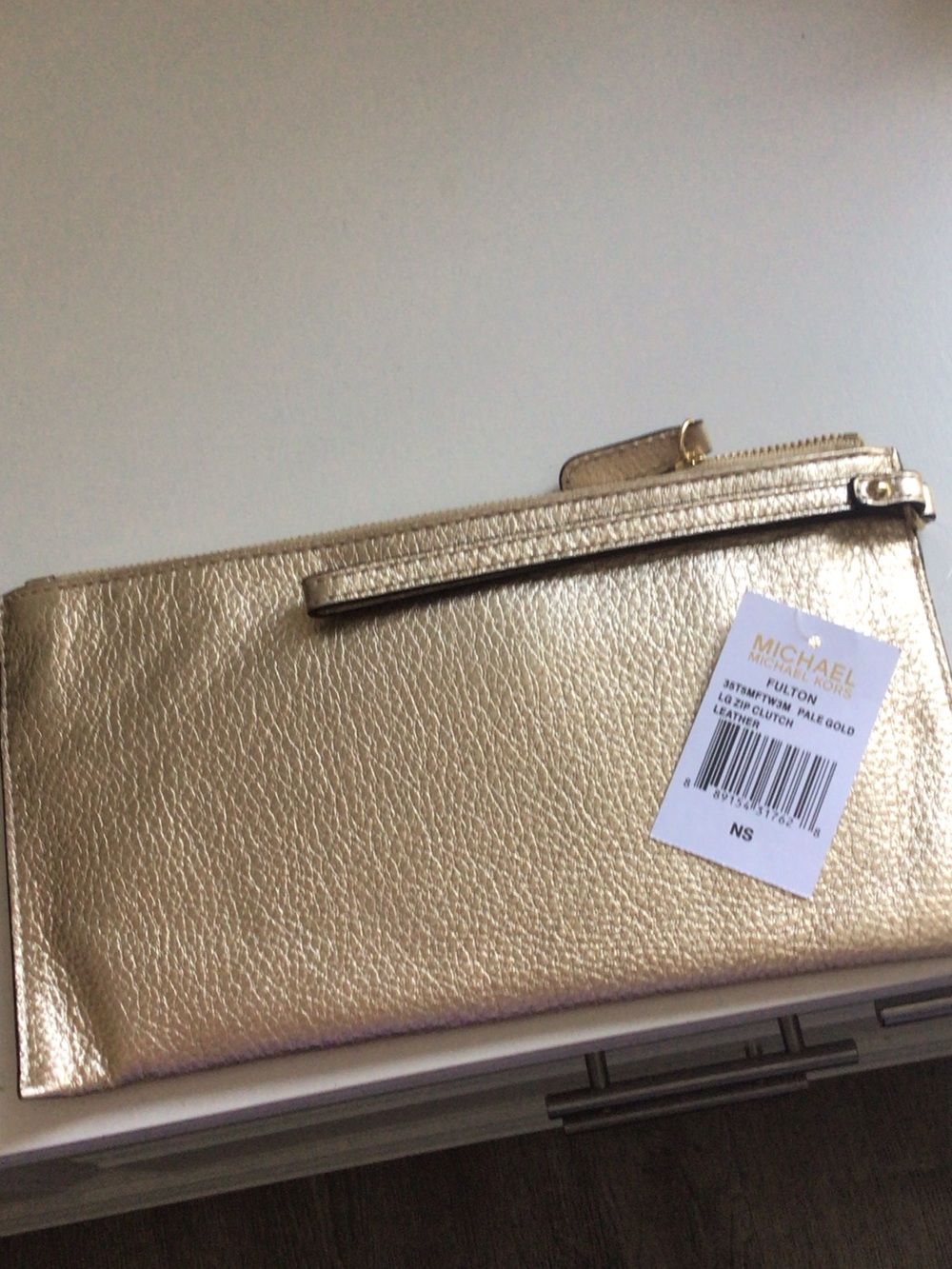 Michael Kors Metallic Gold Leather Wristlet Clutch - Picture 4 of 4